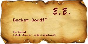 Becker Bodó névjegykártya